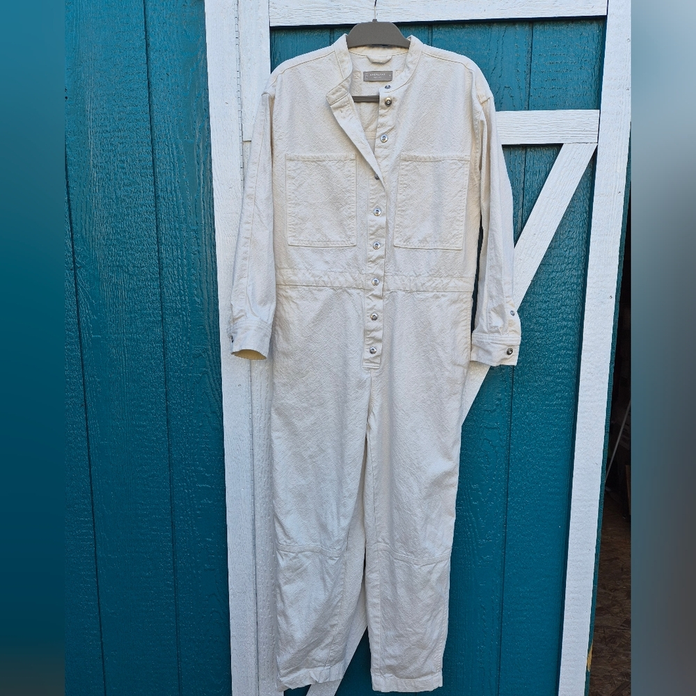 Everlane Organic Cotton Utility Jumpsuit Cream Size M